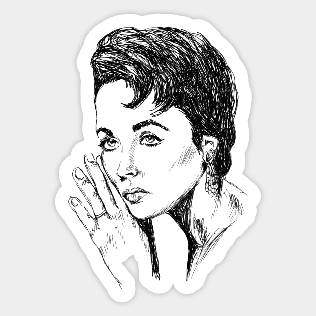 Liz Taylor Portrait Sticker by rachelsfinelines